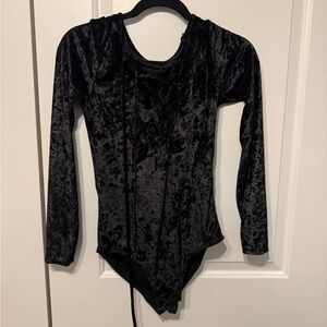 Frederick's of Hollywood Black Velvet Shapewear Bodysuit